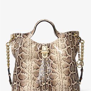New Large Michael Kors Uptown Astor Legacy Python Embossed Leather Tote Bag